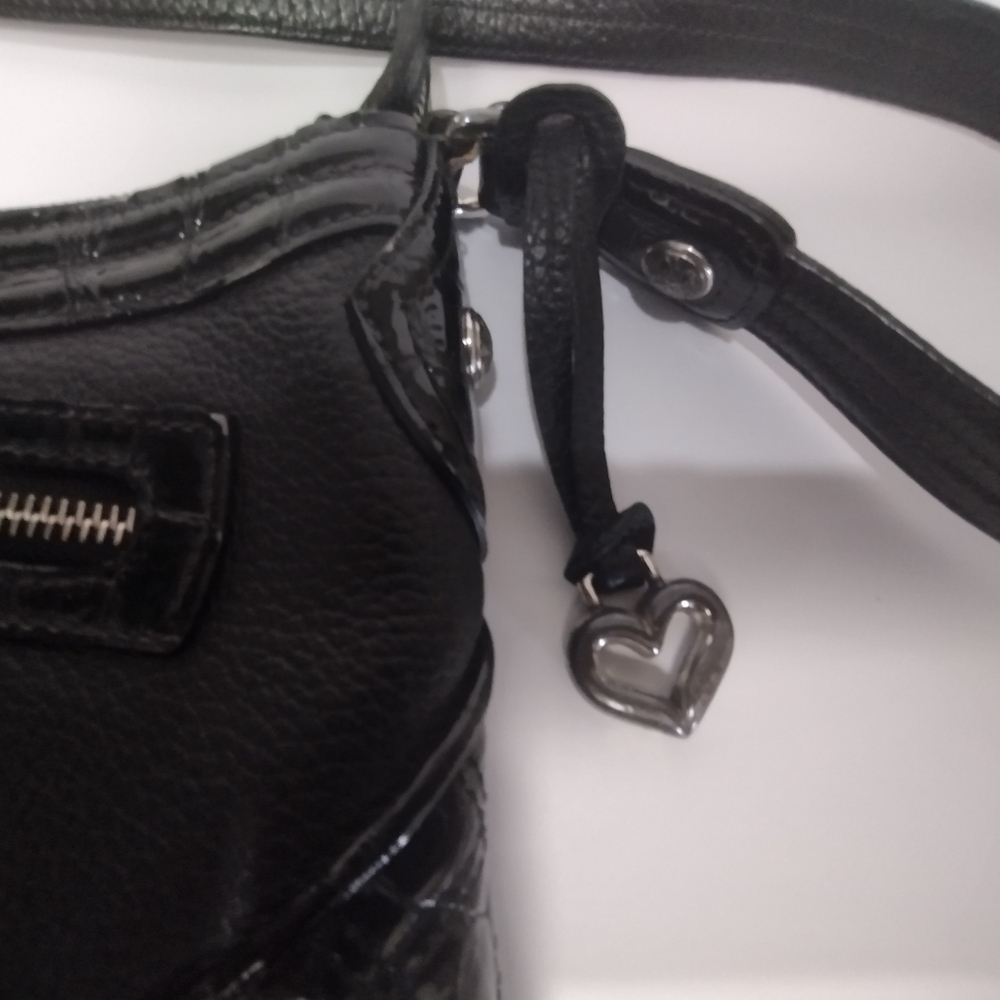 Brighton Leather black, croc & pebble leather handbag purse - Picture 9 of 9